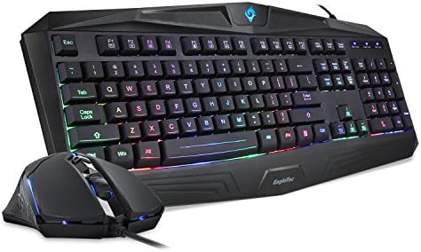 Детска клавиатура и мишка EagleTec K005-БА за PC Комбинирана Жични клавиатура с led RGB осветление, мултимедийни