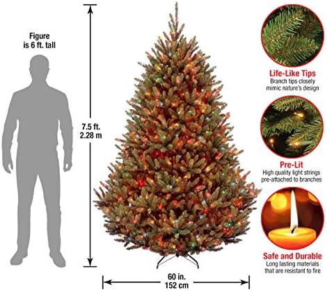 Предварително зажженная изкуствена Коледна елха Tree National Company | Включва Предварително нанизани Разноцветни