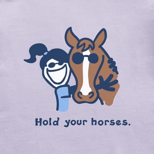 Животът Е Красив. Тениска Kids Hold Your Horses SS Crusher Tee, Лилаво-Лилаво, XX-Large