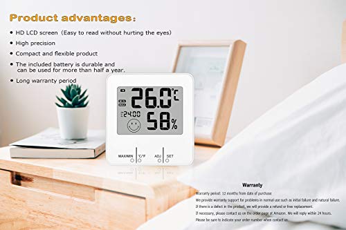 Дигитален Влагомер, Термометър за стая Влага Стаен Термометър с Дисплей време MaxMin Температурен Рекорд alarm clock