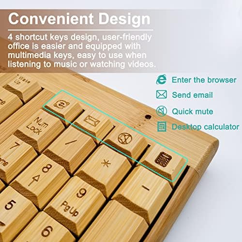 Комбинирана клавиатура и мишка Smart Tech Ръчно изработени от естествен Бамбук и дърво, за безжични КОМПЮТЪР с честота 2,4