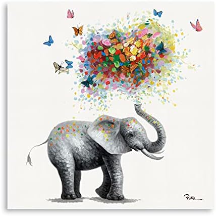 Yidepot Стенен разпечатки във формата на пеперуда и Слон: Цветен балон във формата на сърце за декора на стените на детската,