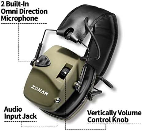 ZOHAN EM054 Електронна Защита на Ушите за стрелба с Усилване на звука, Тънки Слушалки с Активно Шумопотискане за стрельбища