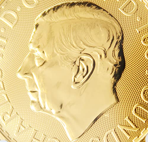 2023 Британската златна монета Britannia с тегло 1 унция (крал Карл III) MS-70 (Първия ден на освобождаването) на