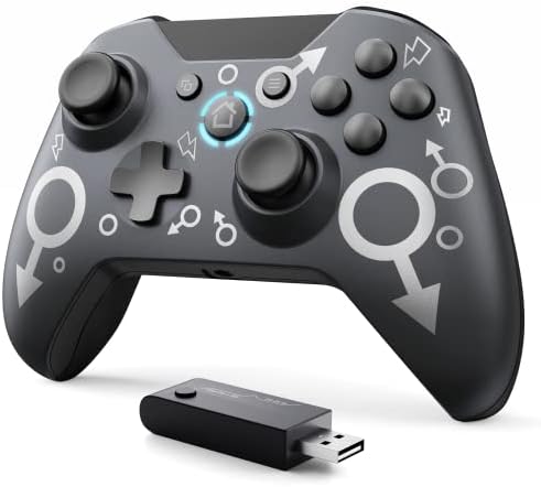 Безжичен контролер за Xbox Xbox One, Подходящ за Xbox Series S/X/Xbox One S/One X/PS3/One Elite/Windows 7/8/10, Удобен Безжичен Геймпад за PC с wi-fi адаптер на 2.4ghz, черен
