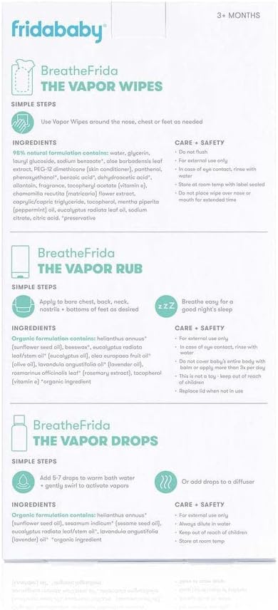 Набор от Фрида Baby Breathe Easy на Ден болничен Essentials - Кърпички с натурално пара, Органични Парна избърсване