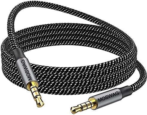 MOSWAG 3,28 Фута/1 метър 3.5 мм аудио кабел между мъжете аудио кабел 4 Щифта Стерео Aux Кабел Помощен Кабел Aux Кабел за