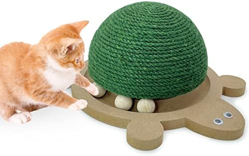 Когтеточка за котки Fhiny, Играчка-Когтеточка от естествен Сезал с Ролетни пътеки и Дървена Основа, Когтеточка