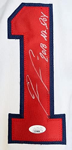 Роналд Acuna - младши с автограф и надпис на тениска MLB Atlanta Braves JSA COA