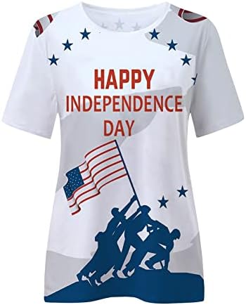 Annhoo / Риза с къс ръкав За момичета, Деня на Независимостта, Графична Блуза Свободно Намаляване на Тениска с кръгло деколте,