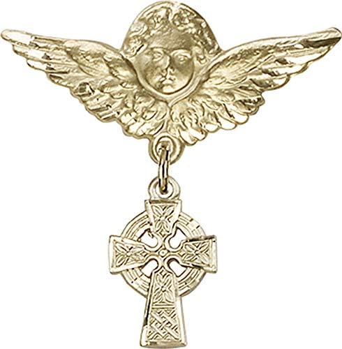 Детски икона Jewels Мания за талисман във формата на келтски Кръст и икона на Ангел с крила | Златни детски икона