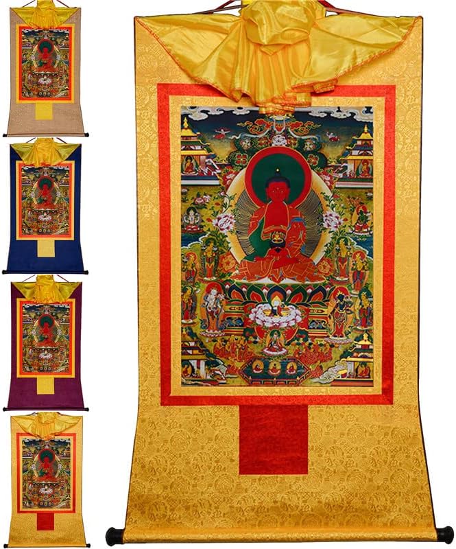 Гандханра Амидабха в Чиста Земя, компютърна лаборатория на будизма, Сукхавати, Тибетски Живопис Тханка, Будистка Брокат Тханка,
