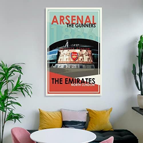 ToMart Плакат на стадиона на Арсенал, Арт Принт на платно, Подарък за футболните фенове (2), Живопис върху платно,