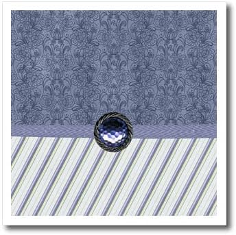 Триизмерен дизайн в дамасскую ивица, Скъпоценен камък на лентата, синьо. - Ютия за топлопреминаване (ht-363593-3)