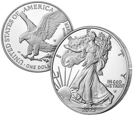 2 елемента 2023 американска монета от сребро орел, американска са подбрани монета на САЩ, възпоменателна монета на САЩ,