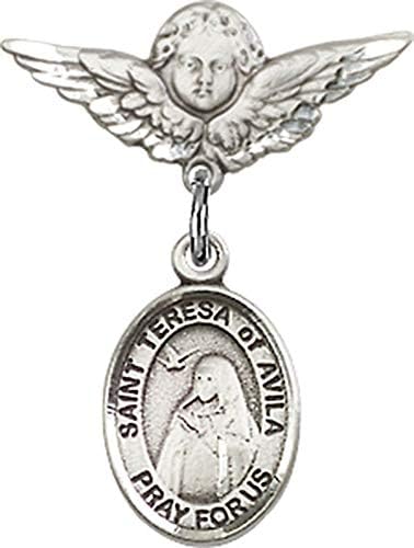 Детски икона Jewels Мания за талисман на Света Тереза Авильской и пин Ангел с крила | Детски иконата е от сребро с талисман