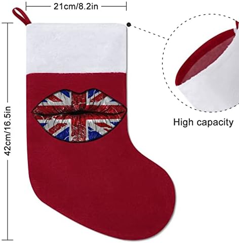Британски Флаг Червило За Устни Червени Коледни Празници Чорапи Дом Декорации за Коледната Елха Окачени Чорапи За Камината