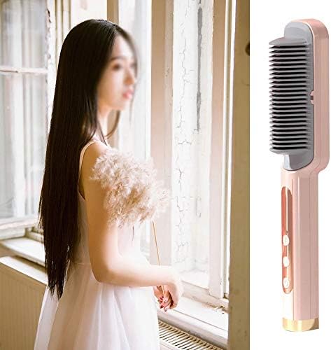 SDFGH 2 в 1 Електрическа четка за коса за изправяне на коса с горещ Въздух, Преносима богат на функции Керамични Гребен