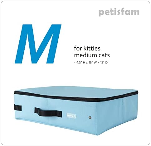 petisfam Преносим Пътен кутия за котешки тоалетни за средни кучета и едно коте с капак с цип за съхраняване на отпадъци и мирис