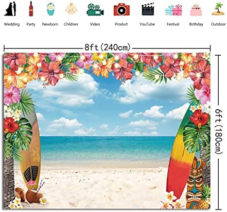 Летни Хавай Плажен Фон за парти Aloha Party Снимка на Фона на Тропически Цветя, Палми, Синьо Небе Океан Декор Банер, за да проверите