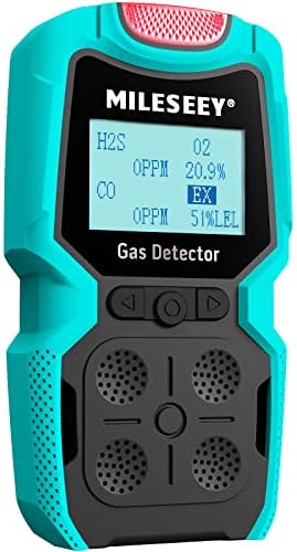Газ Детектор, Детектор за течове на газ MILESEEY за газови монитори H2S и O2, CO и EX 4, Анализатор на газ с подзарядкой,