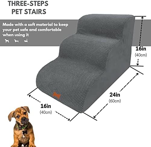 Стълба за кучета за високо легло и диван - 3 Нива от стиропор за кучета, да се Чувствате нескользящие стъпало