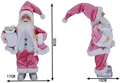 Коледна Украса Кукла на Дядо Коледа Орнамент Розова Поза Стои Подарък-Коледна Висулка Весела Коледна Украса и Подарък за