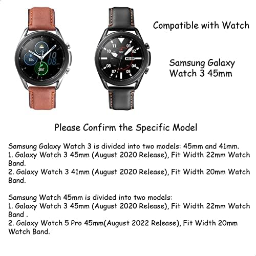 Въжета Galaxy Watch 3 45 мм, 2, съвместими с каишка Samsung Galaxy Watch 3 45 мм, широчина кожа каишка 22 мм, за мъже и жени,