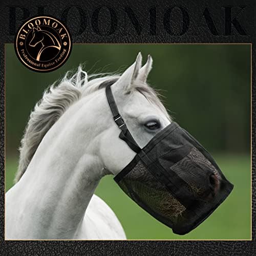 Голяма чанта за храна за коне B BLOOMOAK с подсилена холщовой пуговицей и двойни шевове, окото чанта за носа със защита