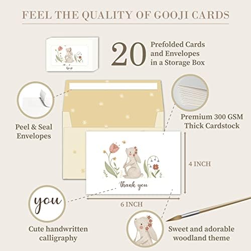 Картичка с благодарност Gooji 4x6 Woodland в пликове (20 броя в пакет), Подходящи Пликове с отклеиванием и запечатыванием,