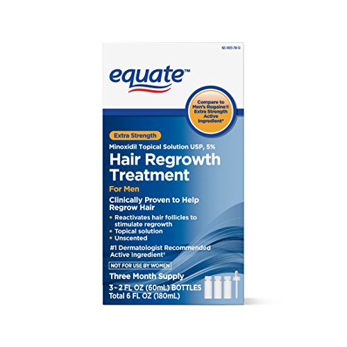 Equate - Средство за възстановяване на косата за мъже с Миноксидилом 5% Extra Strength, състав на 3 месеца, флакон 2 мл, брой