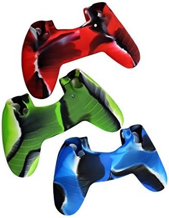 Mosuch Защитен Силиконов Калъф за Sony Playstation 4 PS4 Controller 3 Опаковки Разход Камуфлаж Червен Зелен Син