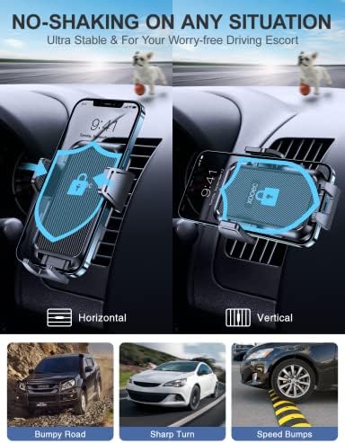 Кола за телефон Xooec, [Подходящ за хоризонтални и вертикални вентилационни отвори] Универсално Устойчиво Автомобилно