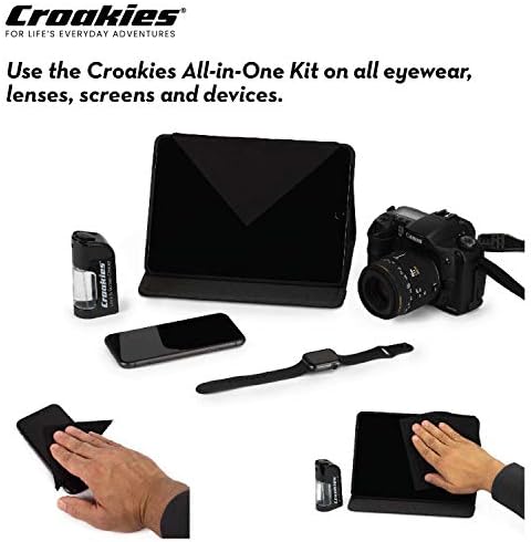 Универсален комплект за почистване Croakies | Пътен комплект за грижа за лещи с пищност и Кърпа от микрофибър | Напълно