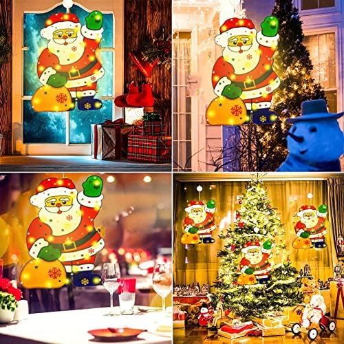 Коледно Осветление Силует на прозореца Празнична Украса, 17 x 11,5Дядо Коледа с подарък чанта Подвесное Осветление, Коледна