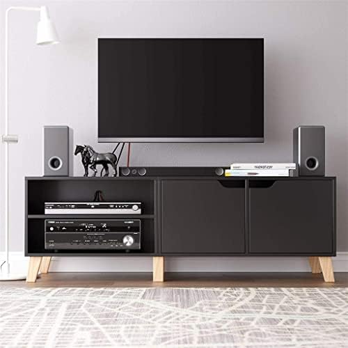 n / a 55-инчов шкаф за телевизор, медиацентр, централна конзола, шкаф за съхранение, черен шкаф-витрина, маса за телевизор