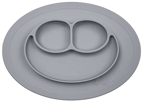 мини-мат ez pz (сив) - силикон издънка с вградена стойка за бебета и малки деца - Първите ястия + Самостоятелно