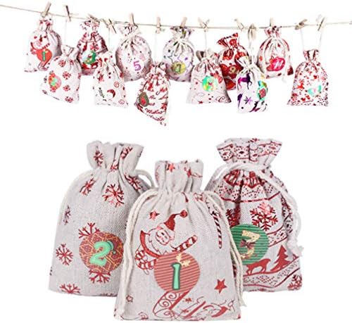 Етикети с печат, Чанти с Календар за Обратно броене на Коледните Пришествие: Чанта с бонбони на съвсем малък, Тъкани