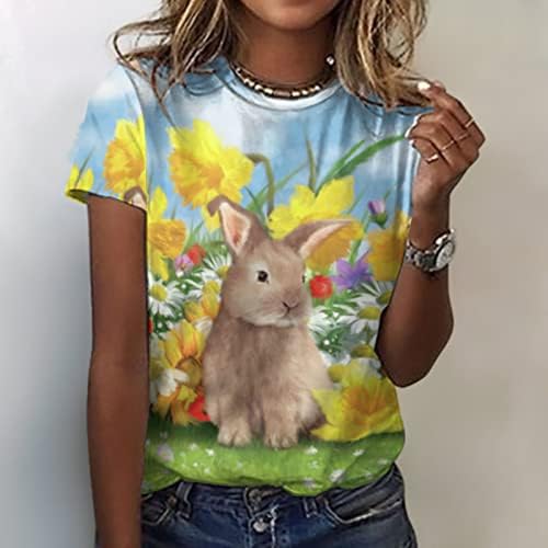 Момичета-тийнейджърки Щастливо Великденско Яйце за Подарък Късна Закуска Риза Блузи с Къс ръкав Тениски С деколте Лодка От Ликра