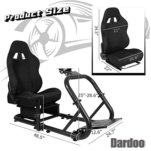 Кабина с поставка за състезателни колела Dardoo с черна седалка е Подходяща за Logitech G29 G920 & G923 Thrustmaster T300RS