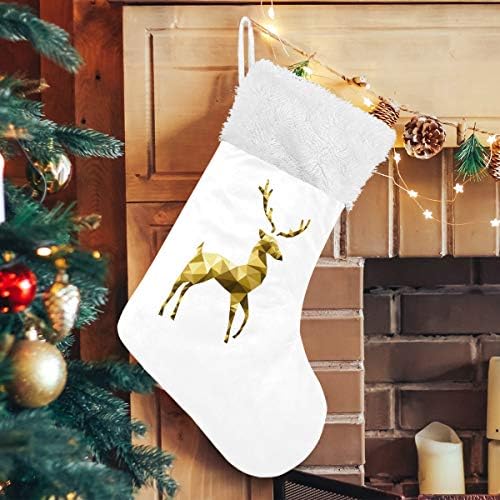 Коледни Чорапи PIMILAGU Коледа Golden Elk 1 Опаковка 17,7 инча, Окачени Чорапи за Коледна украса