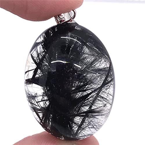 Натурален Черен Рутилированный Кварц Бижута Висулка е Черен Рутилированный Crystal Камък За Жените и Мъжете Богатство Подарък