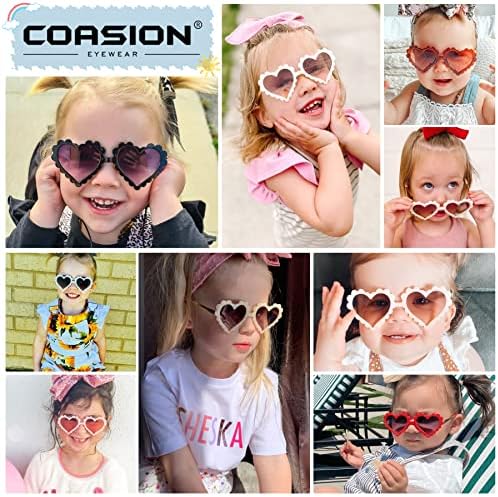 Слънчеви Очила COASION Kids Heart За Момичета с Защита от Uv 400 за деца, Вечерни, Плажни Нюанси, Възраст 3-10