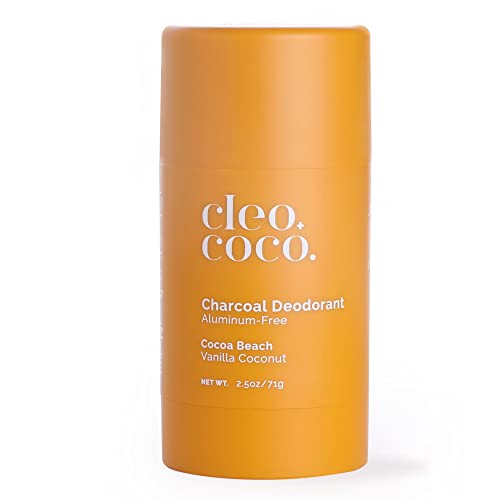 Натурален Дезодорант Cleo + Coco за жени и мъже, без алуминий, с кокосово масло, активен въглен за 24-часова защита мирис,