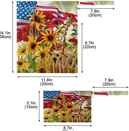 ZZXXB Цветя на Американското Водоустойчив Влажна Чанта за многократна употреба Текстилен Влажна Пелена Суха Чанта с Джоб