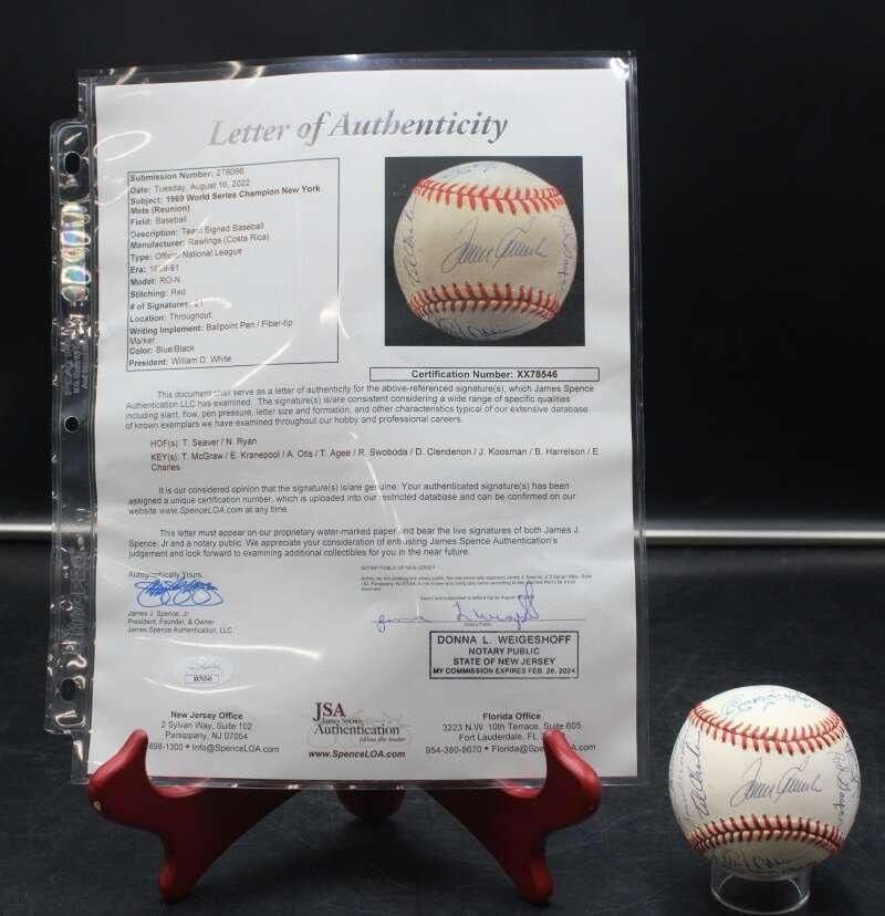 1969 Ню Йорк Метс подписа автографи от играчи на бейзбол Siver/Ryan +19 Jsa Loa D5820 - Бейзболни топки с автографи