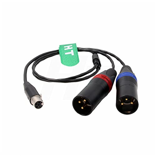 Аудио кабел HangTon Mini XLR 5 Пин TA5F до два XLR 3-пинов кабелям за ресивъра Wisycom MCR54, Zaxcom QRX200, Lectrosonics