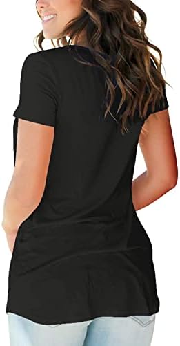 Облекло 2023 Година с Къс ръкав, Модни Памучен Базова Тениска с V-образно деколте за Момичета, Есента-Годишната Женска