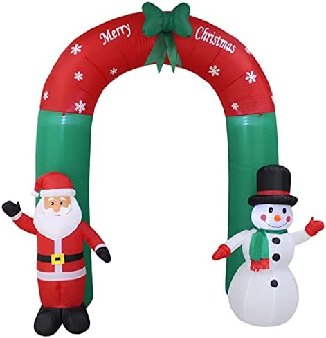 Комплект от ДВЕ УКРАСА за коледното парти, включва в себе си осветен коледна надуваема арка Дядо Коледа и Снежен човек с височина