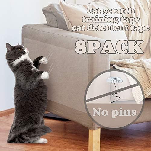 Протектор за котешки дивана OIFIO, Двустранен Прозрачна Обучение на лентата, за да плаши котки от надраскване, 8 опаковки